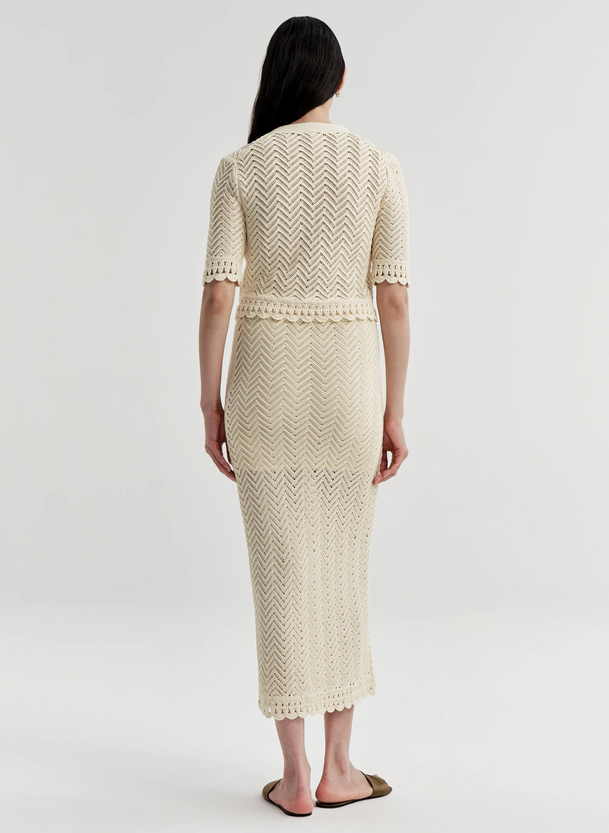 Simon Cotton Crochet Knit Cardigan - Image 5