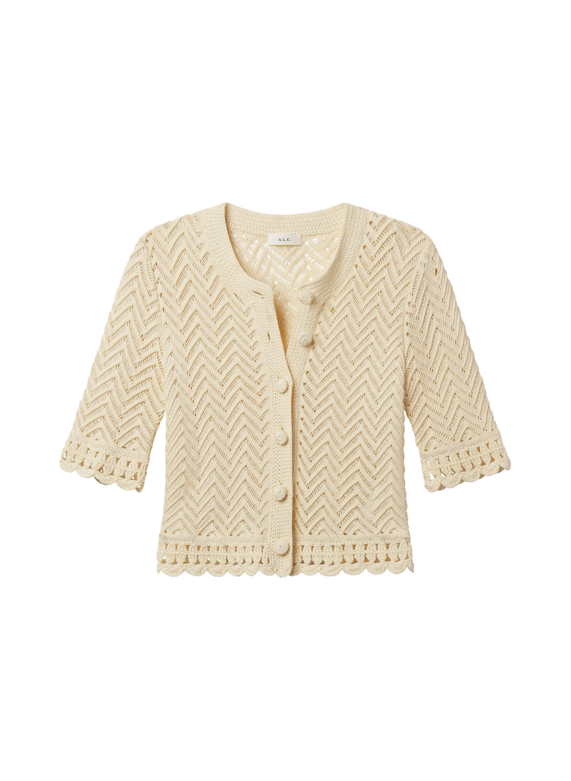Simon Cotton Crochet Knit Cardigan - Image 6