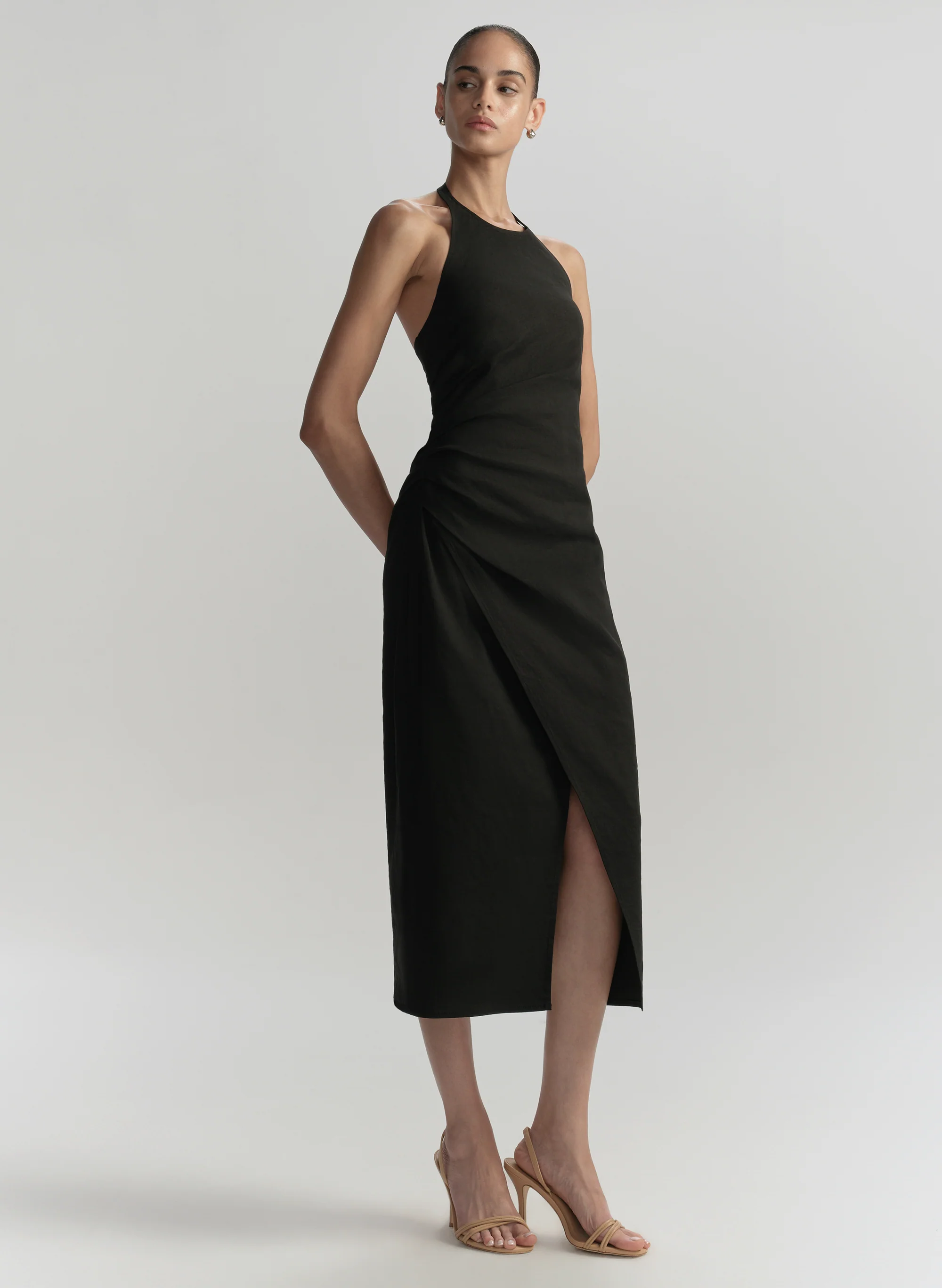 Sylvie Linen Midi Halter Dress - Image 3