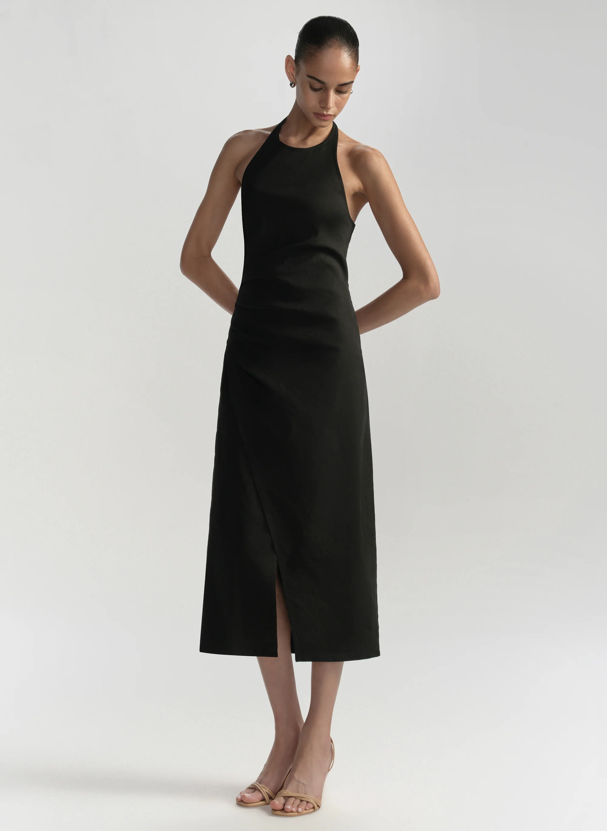 Sylvie Linen Midi Halter Dress - Image 4