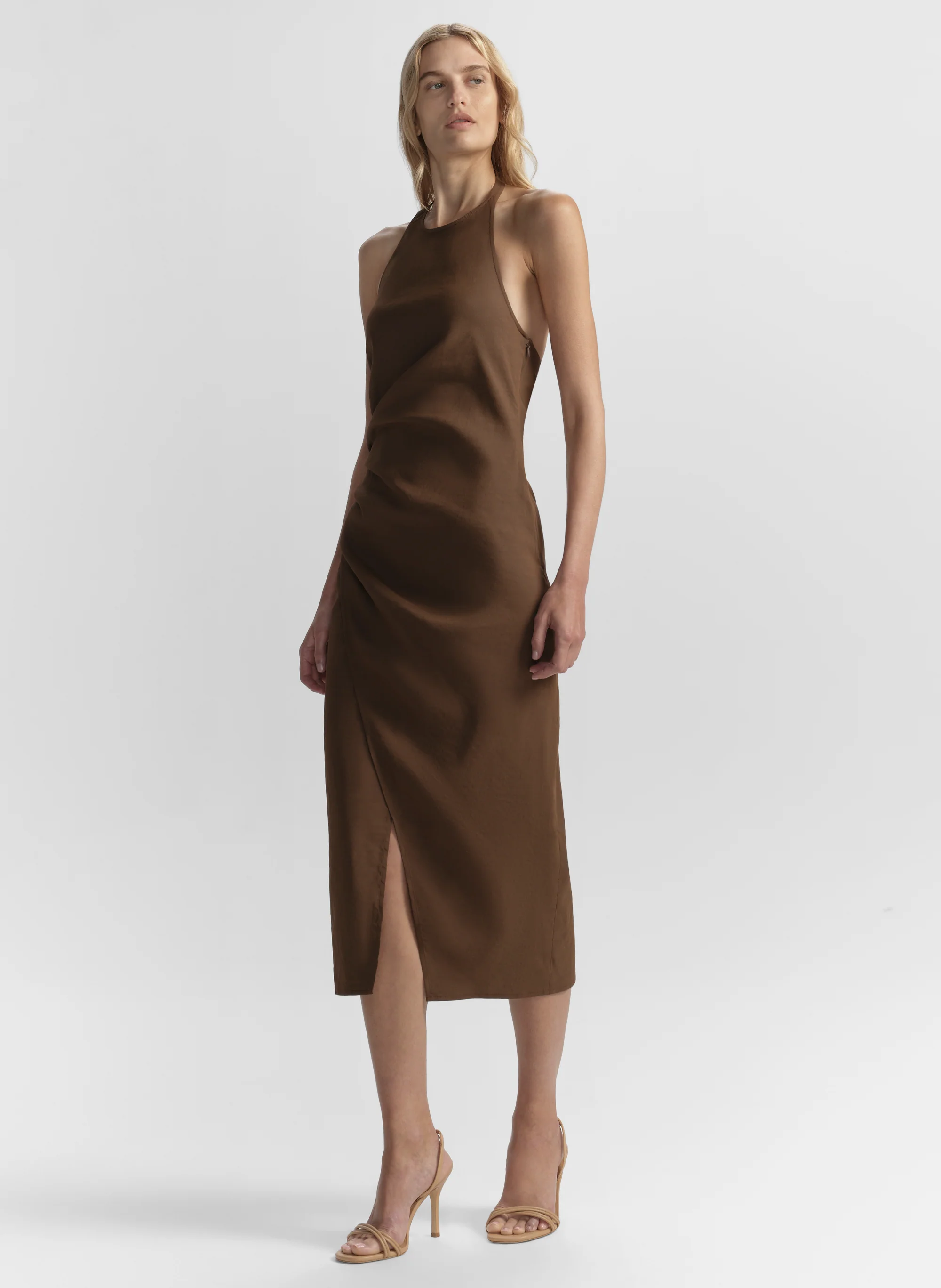 Sylvie Linen Midi Halter Dress - Image 3