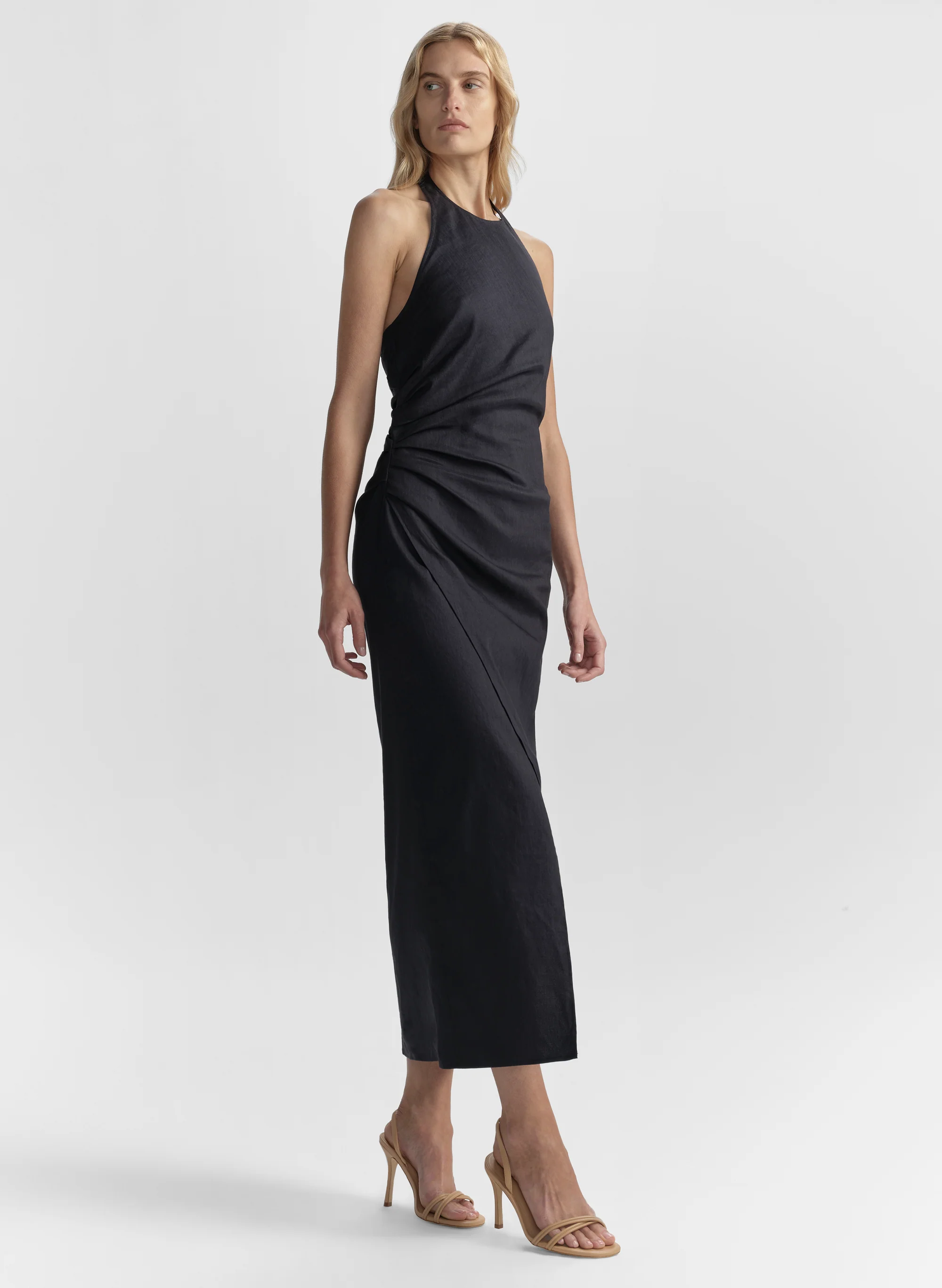Sylvie Linen Midi Halter Dress - Image 3