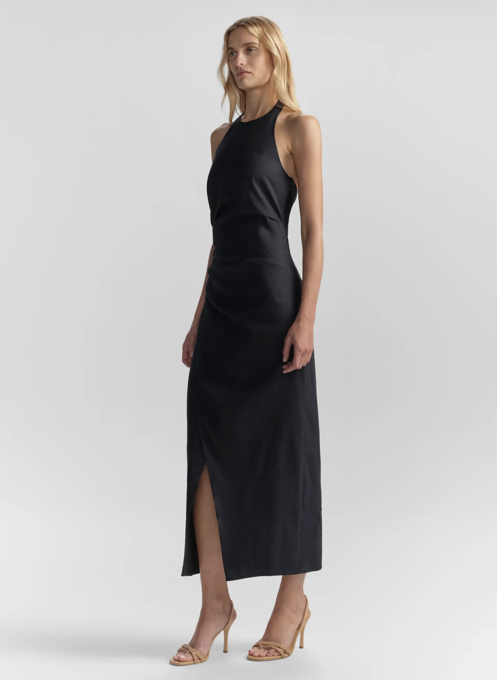 Sylvie Linen Midi Halter Dress - Image 4