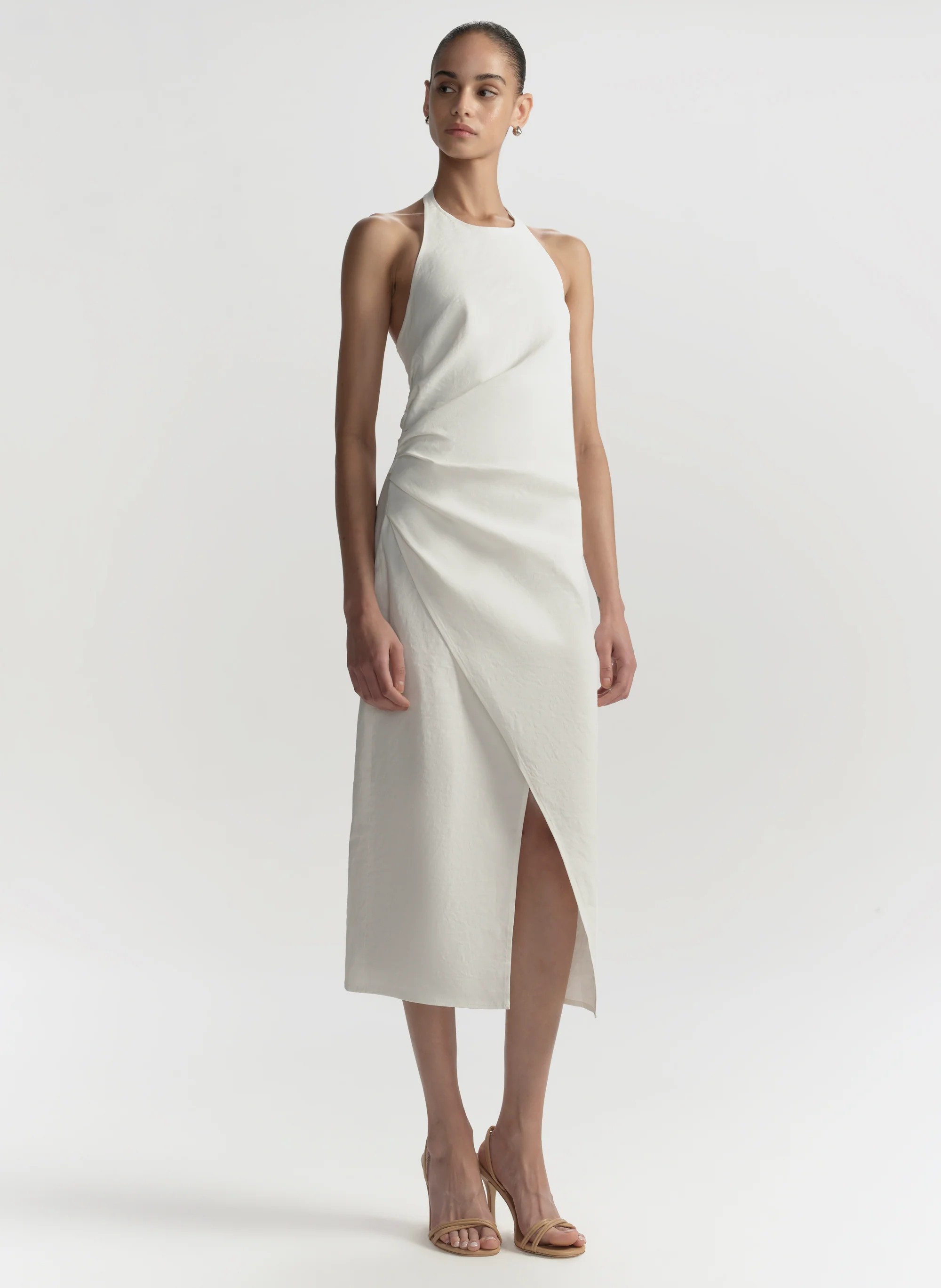 Sylvie Linen Midi Halter Dress - Image 3