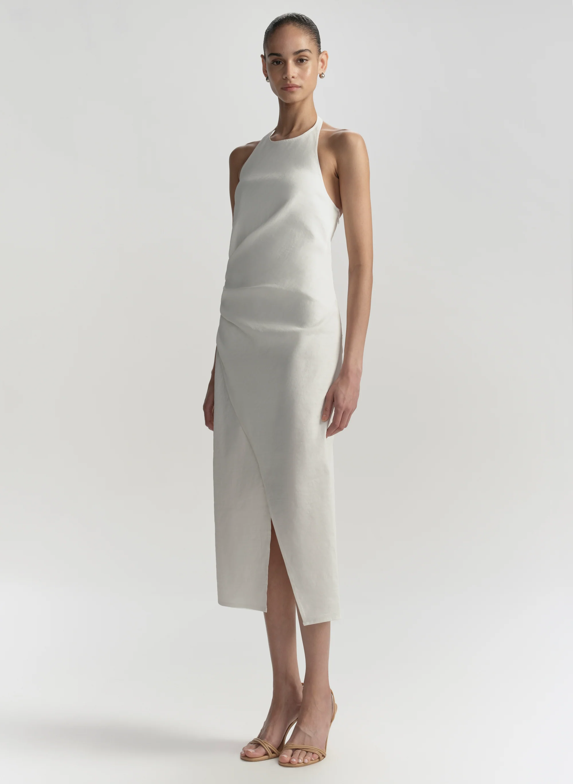 Sylvie Linen Midi Halter Dress - Image 4